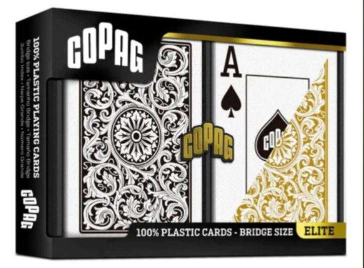 Copag 1546 Plastic Bridge Playing Cards, Black & Gold - Jumbo Index