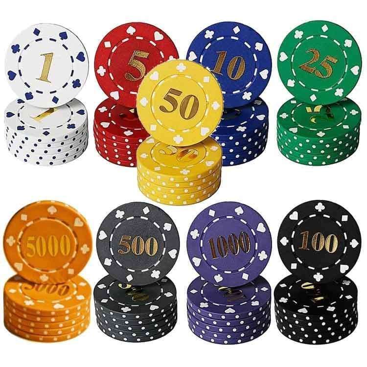 suited numbered poker chips