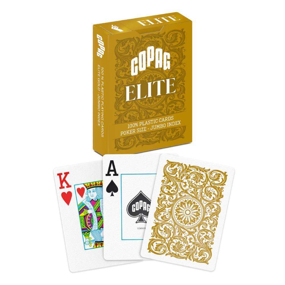 Copag Elite single deck plastic poker playing cards. Gold deck