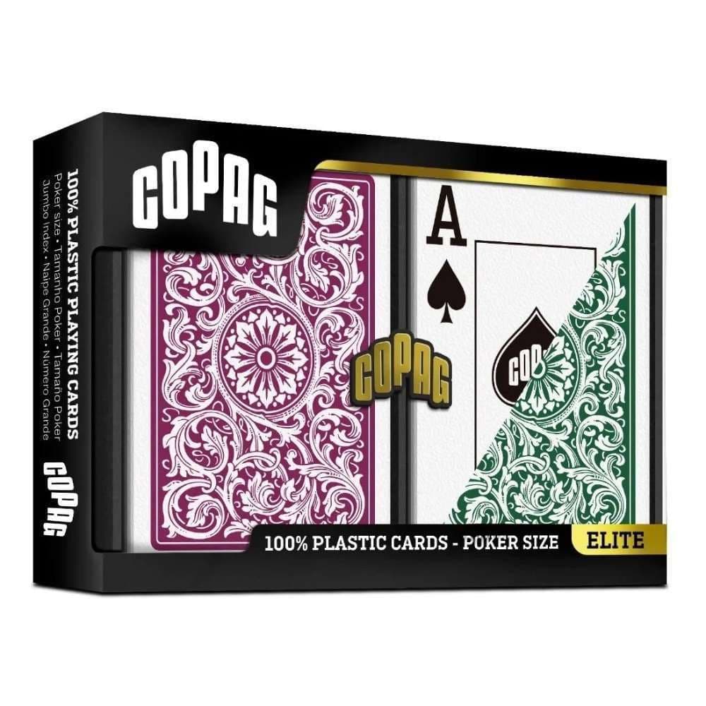 Copag 1546 Poker size, jumbo index burgundy and green playing cards