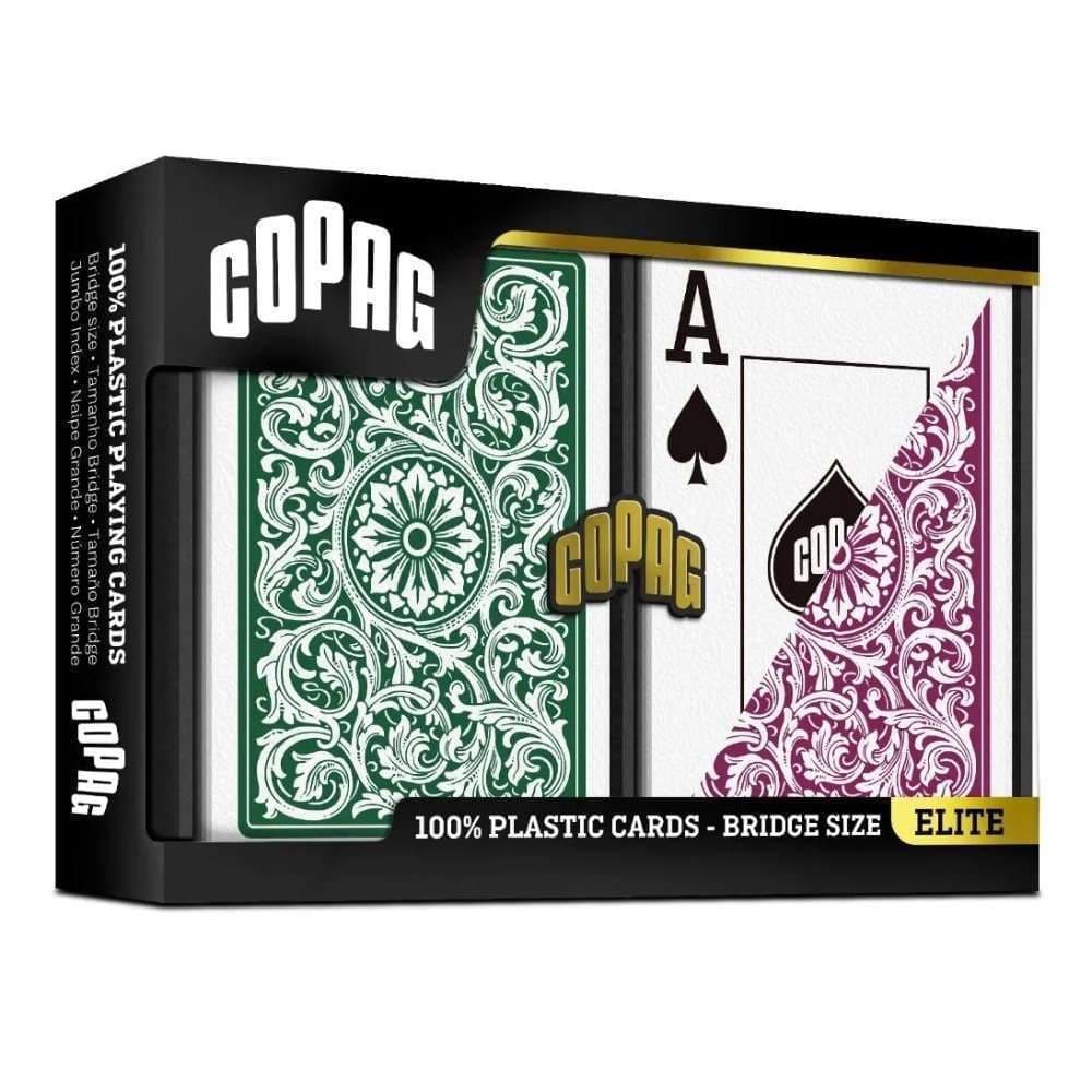Copag 1546 Plastic Bridge Playing Cards, Green & Burgundy - Jumbo Index