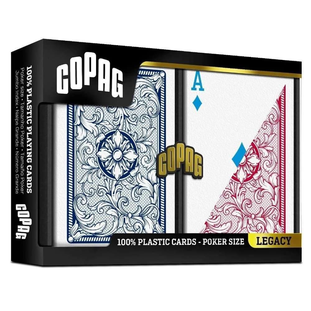 Copag Legacy Poker Size Plastic Playing Cards: 4 Colour, Regular Index, Red & Blue