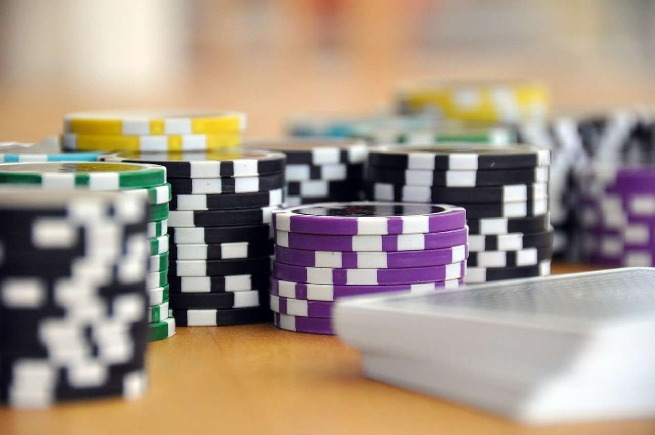 poker chips in small stacks