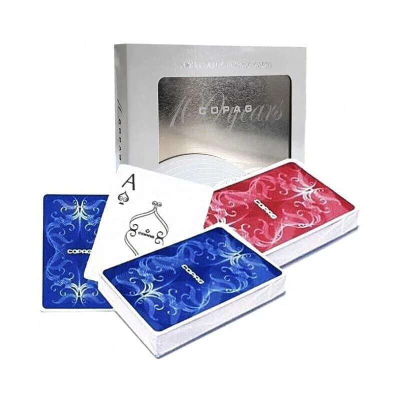 Copag Centennial 100yrs special edition jumbo plastic playing cards - red and blue from Poker Supplies UK