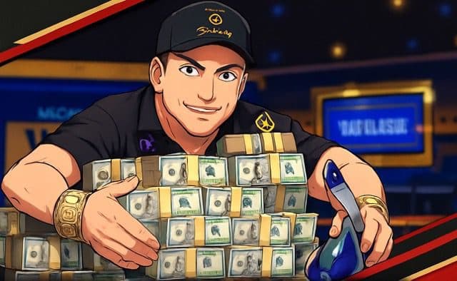 comic styled image of person winning poker tournament